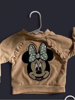 Disney Baby Peach Beige Minnie Mouse Ruffle Sweatshirt Only 12 Months